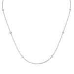 Round diamond spectacle chain necklace in 18kt white gold with 18-inch length and F/G color diamonds