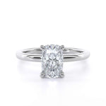 Collette Cushion engagement ring with elongated cushion cut diamond and plain shoulder setting