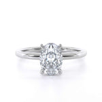 Maria Oval solitaire engagement ring with oval cut diamond and sleek band