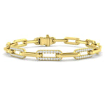 18kt yellow gold Diamond Alternating Link Bracelet with round micro-set diamonds totaling 1.37ct in a chunky, timeless design