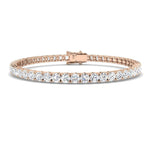 Round Brilliant Cut Diamond tennis bracelet in rose gold with F/G color, SI clarity diamonds
