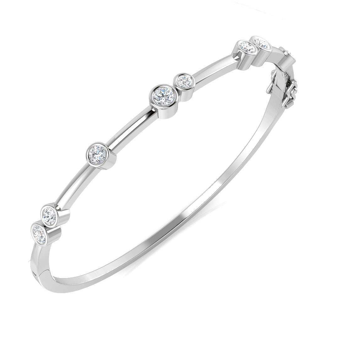 Round Brilliant Cut Diamond Bubble Bangle