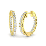 Round Brilliant Cut Diamond Claw Set Inside Out Hoop Earrings