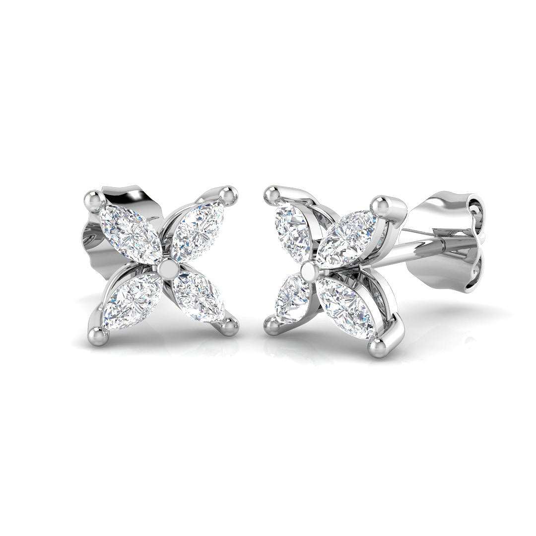 Marquise Diamond Flower Stud Earrings