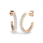 18kt gold round brilliant cut diamond hoop earrings with claw-set stones