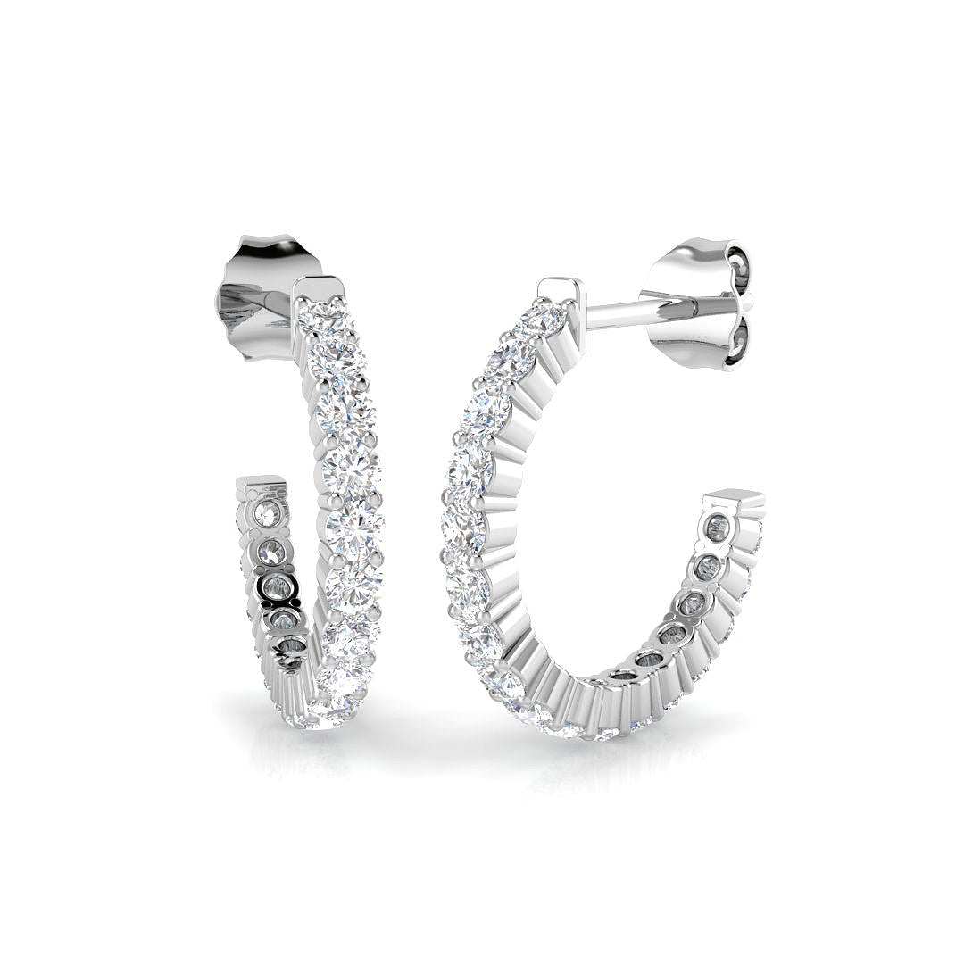 Round Brilliant Cut Diamond Hoop Earrings