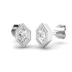 18kt white gold kite cut diamond bezel stud earrings with 0.60ct diamonds
