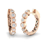 Round Brilliant Cut Diamond Bezel set Hoop Earrings