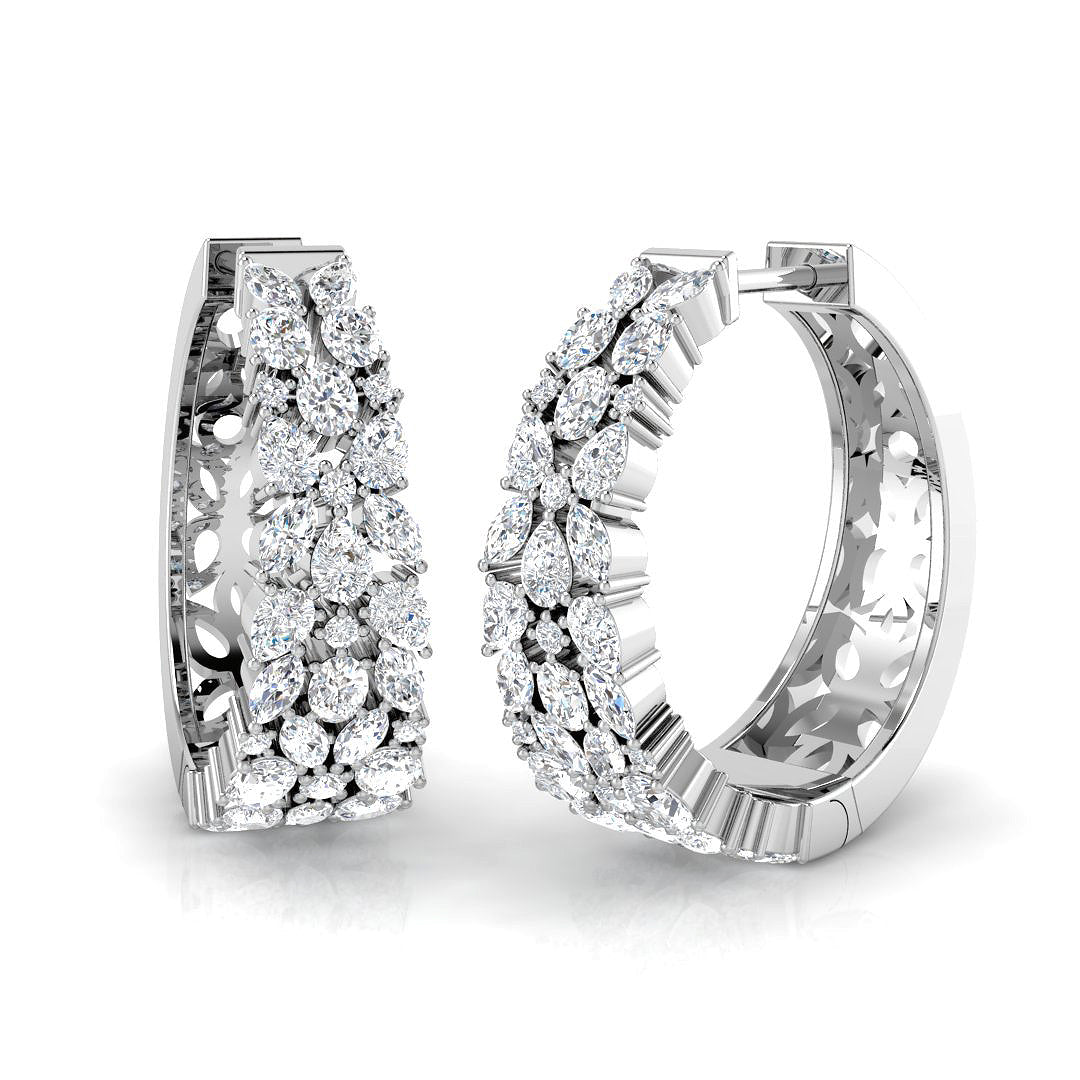 Mixed Shape Diamond Scatter Hoop Earrings