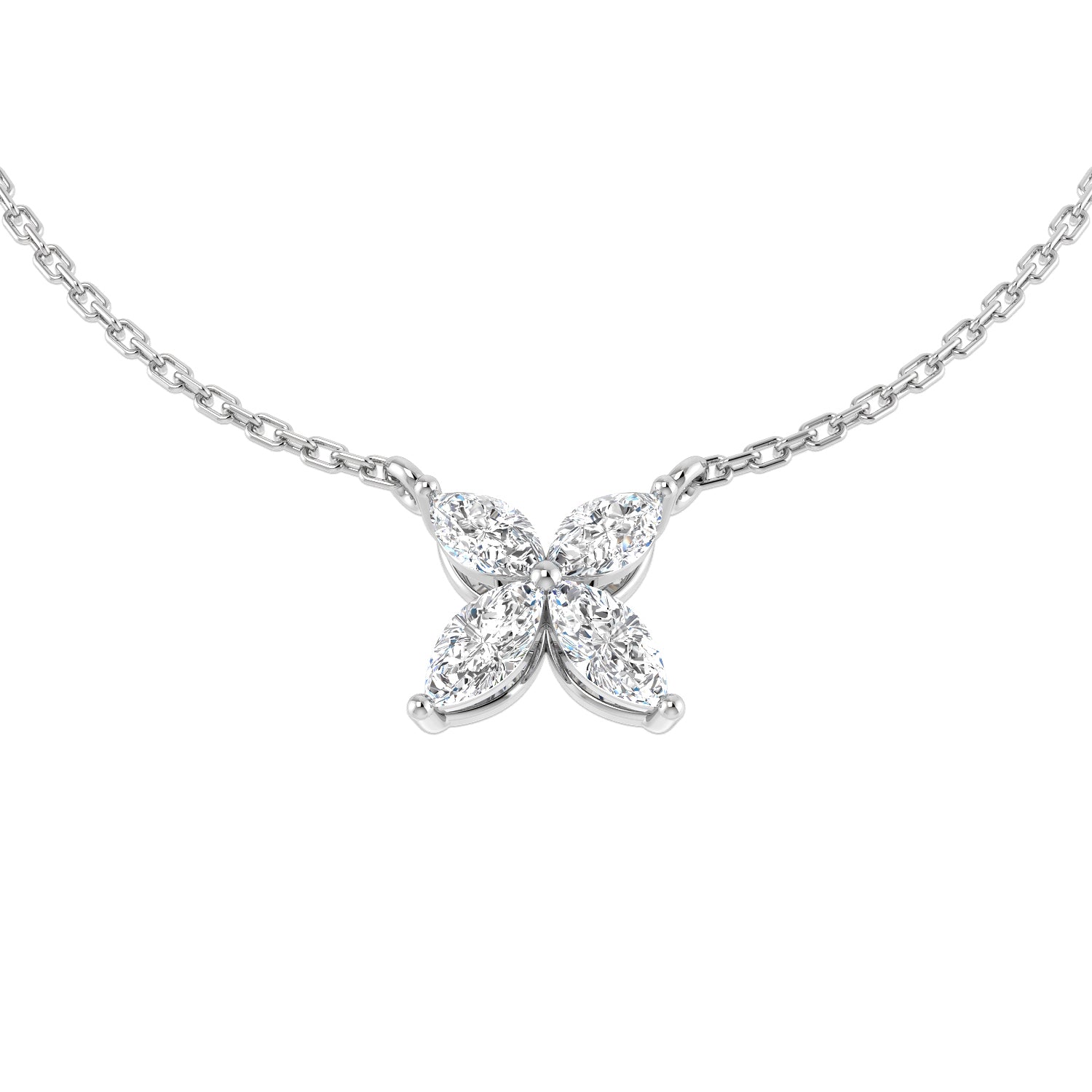 Marquise Cut Diamond Flower Pendant