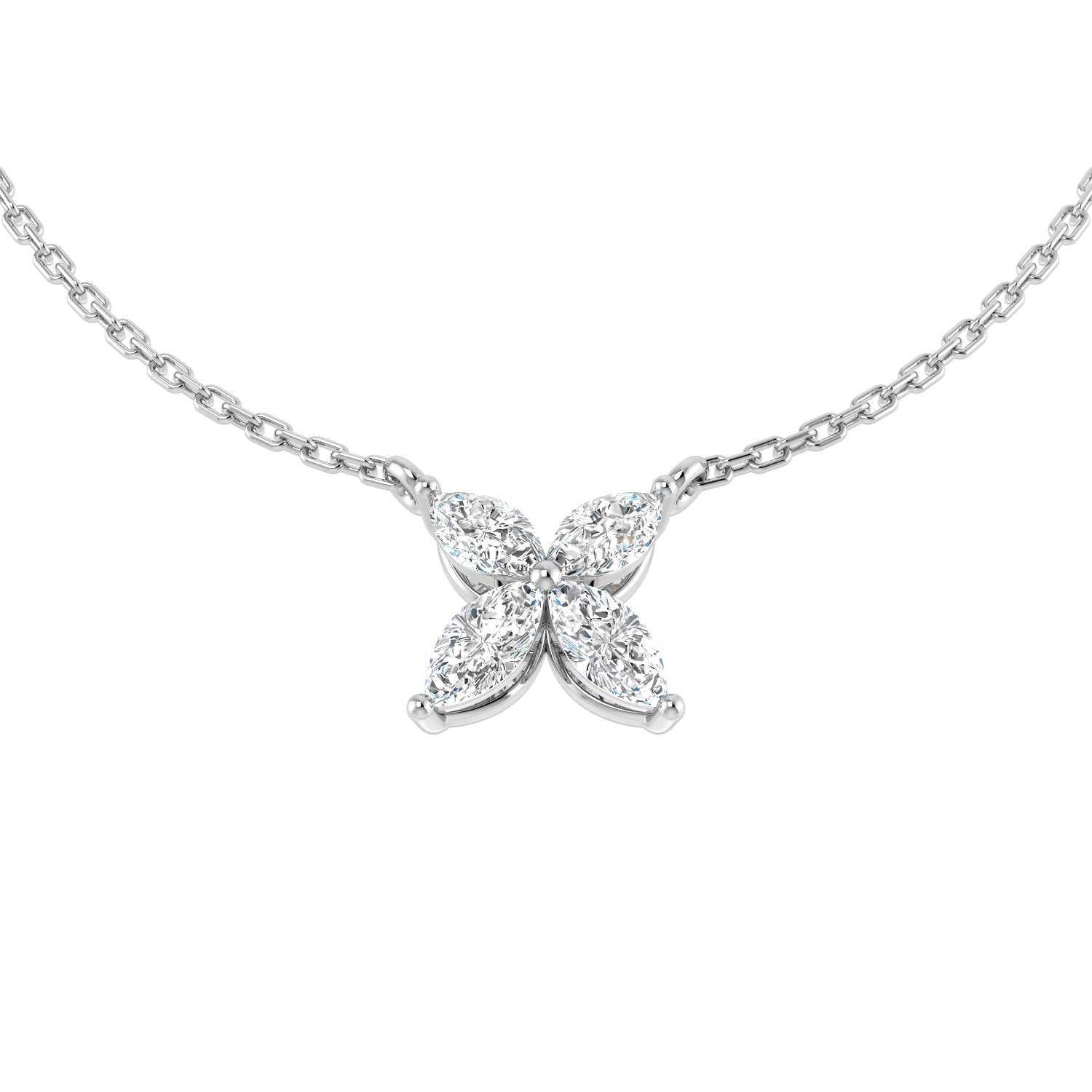 Marquise Cut Diamond Flower Pendant