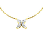 18kt gold marquise cut diamond flower pendant necklace with 0.75ct diamonds