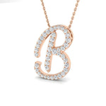 Rose gold Diamond Initial Pendant letter B with diamonds on delicate chain