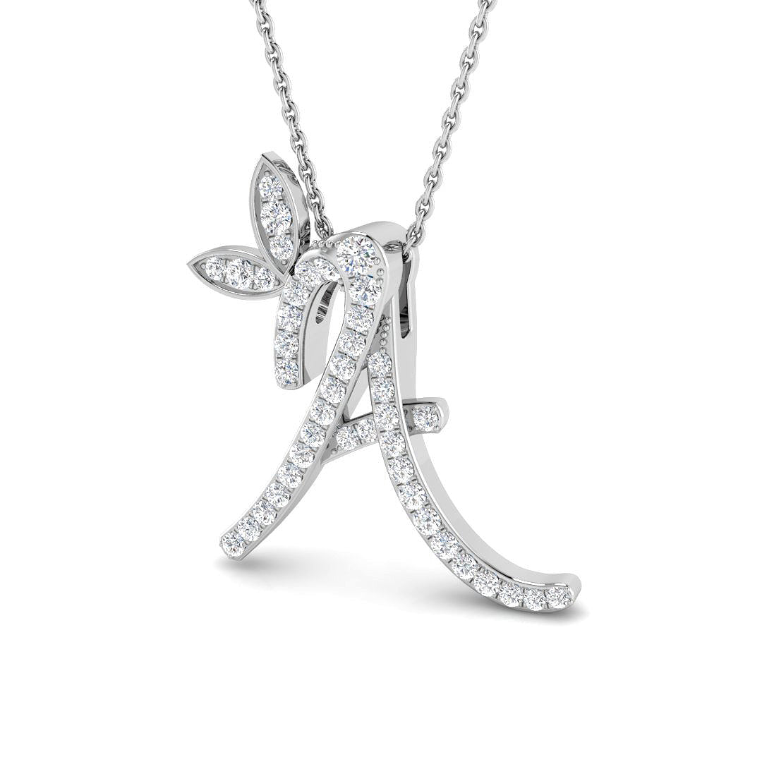 Diamond Floral Initial Pendant with Chain