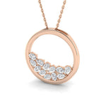 Rose gold mixed cut diamond circle pendant with 0.60ct diamonds
