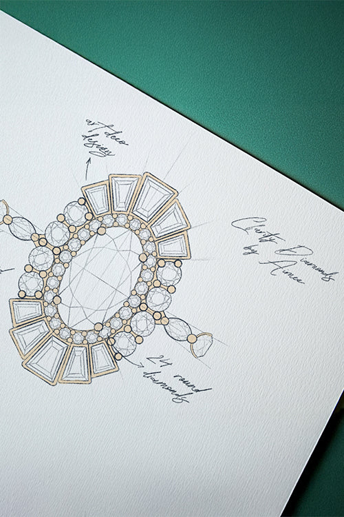 Clarity Diamonds by Aimee bespoke ring design sketch