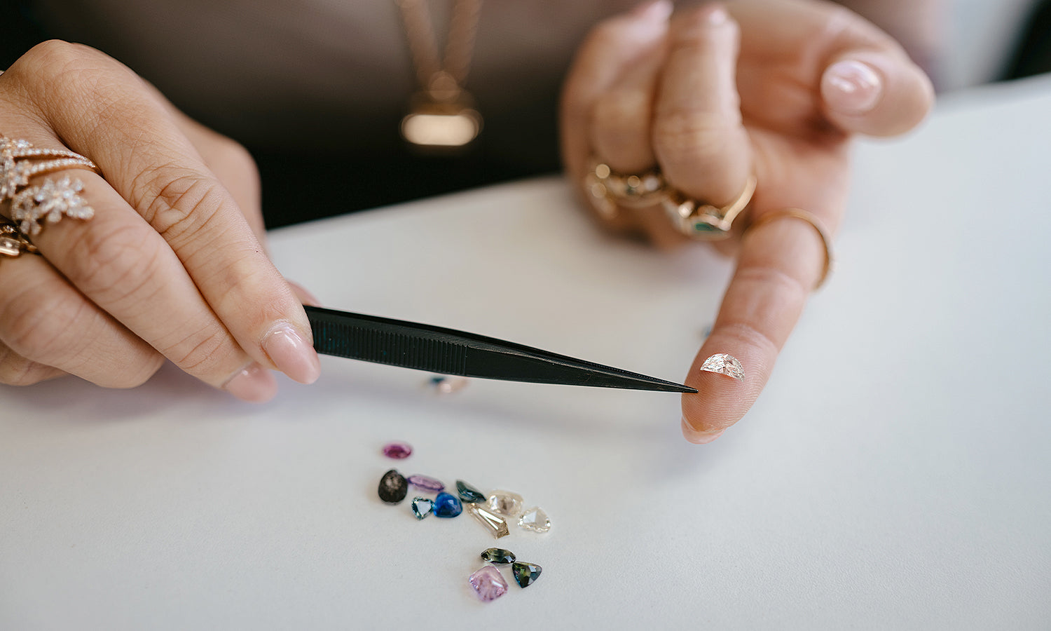 Clarity Diamonds by Aimee selecting gemstones