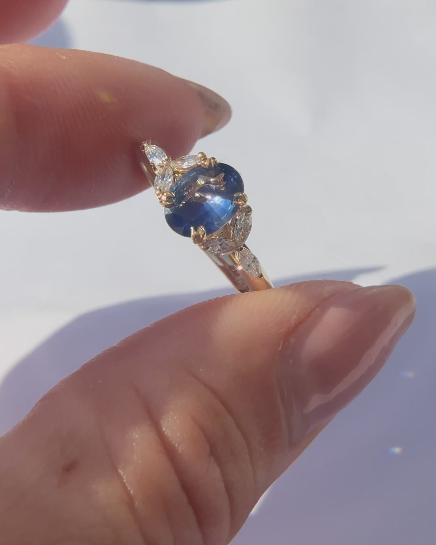 Oval Blue Sapphire Ivy Ring