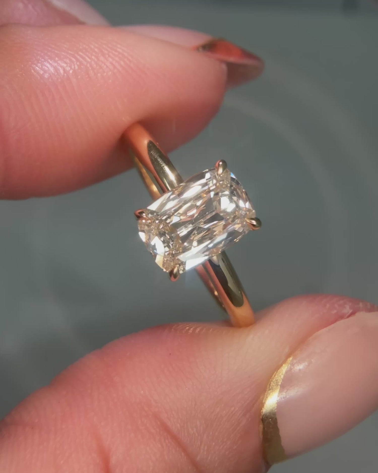 Antique Cushion Cut Diamond Solitaire Ring