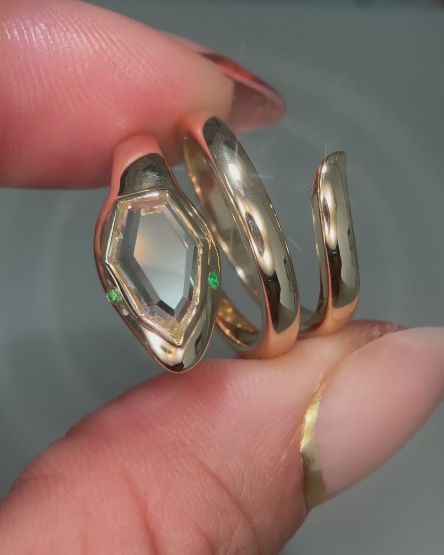 Portrait Cut Diamond Snake ring