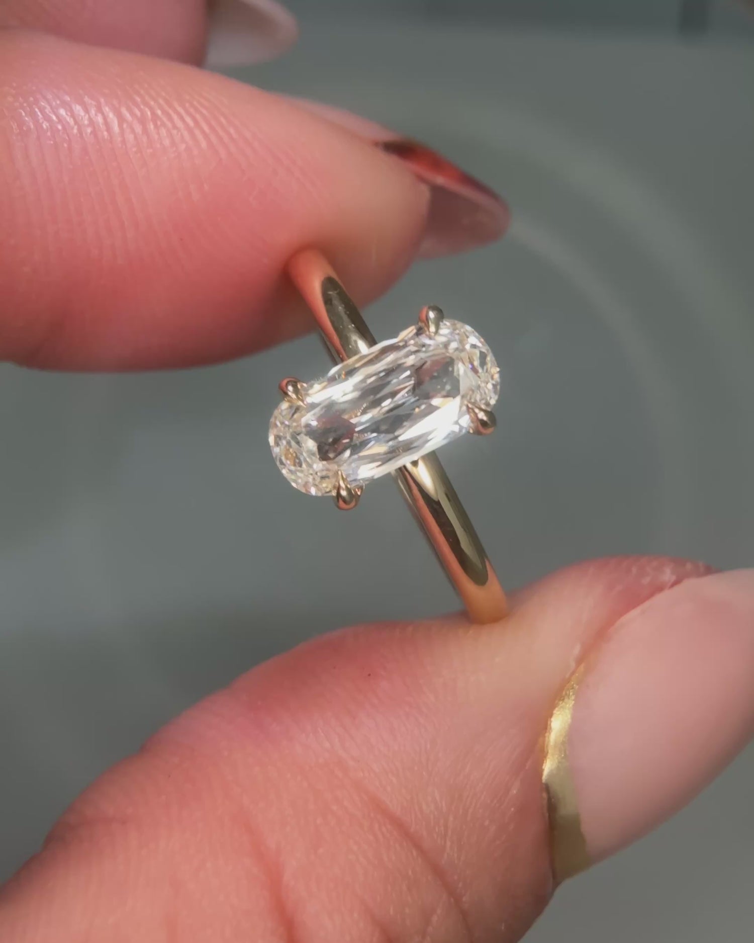 Elongated Cushion Cut Diamond Collette Ring