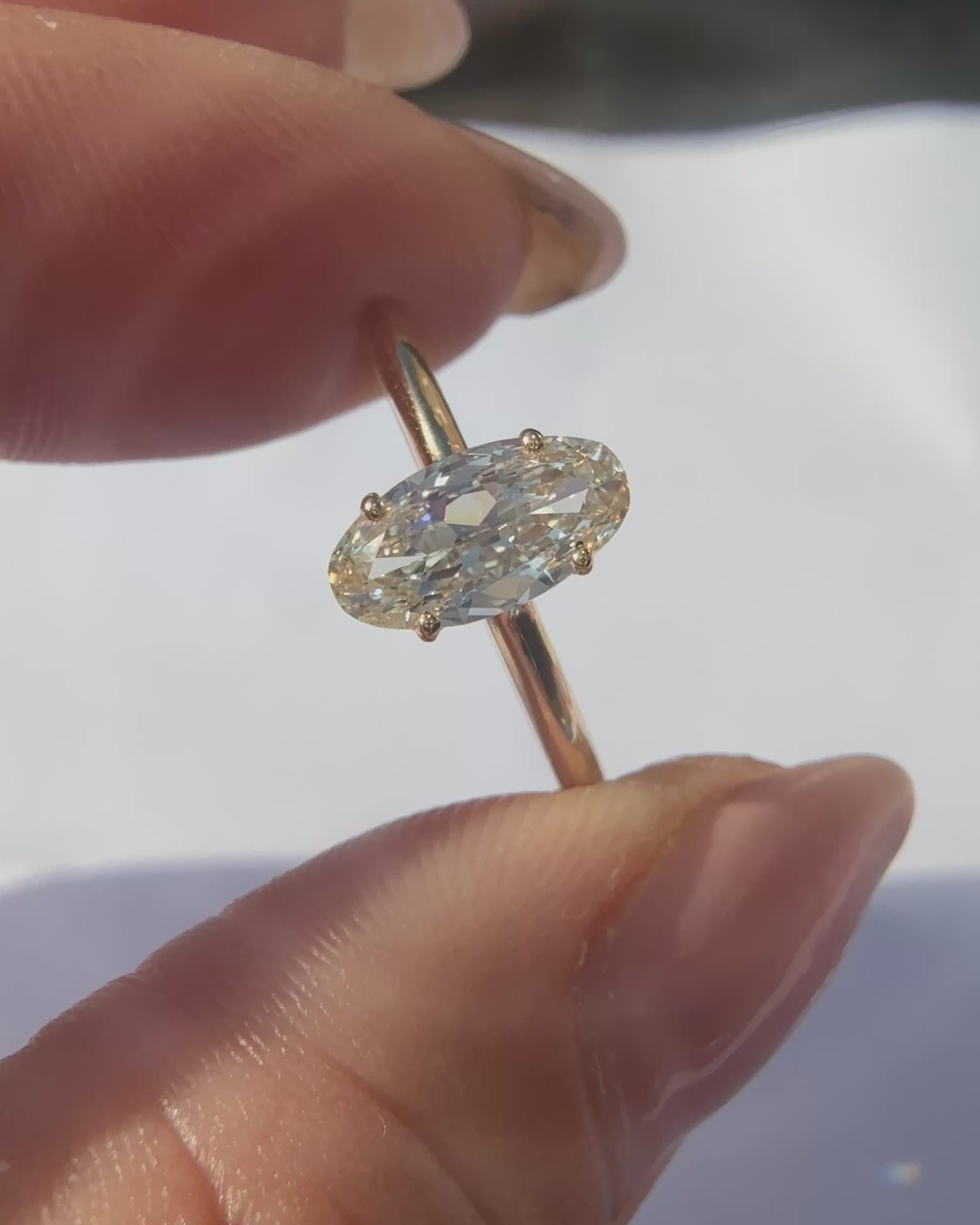 Moval Cut Diamond Solitaire Ring