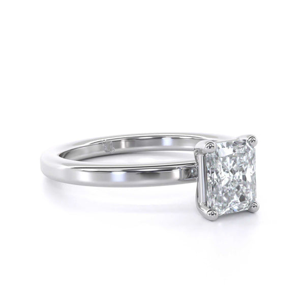 Maria Radiant solitaire engagement ring with radiant cut diamond on silver band