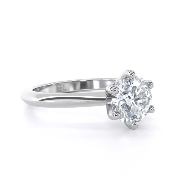 Claire Round engagement ring with round brilliant cut diamond in 6 claw solitaire setting