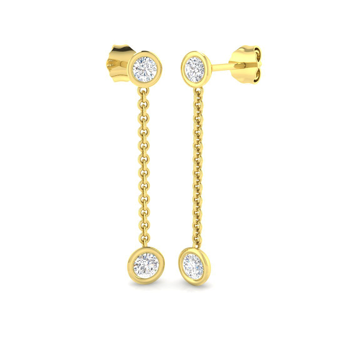 Round Brilliant Cut Diamond Spectacle Drop Earrings
