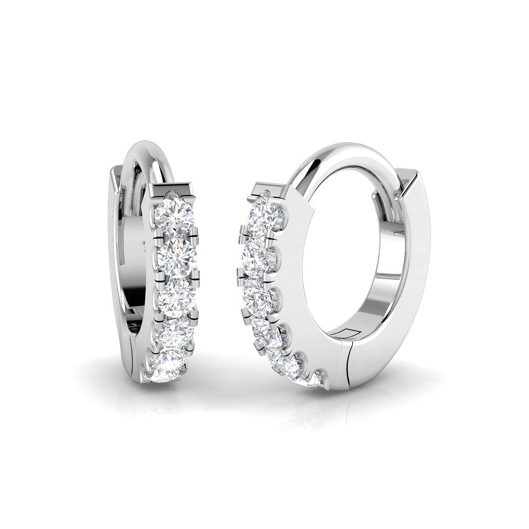 Round Brilliant Cut Diamond Huggie Hoop Earrings