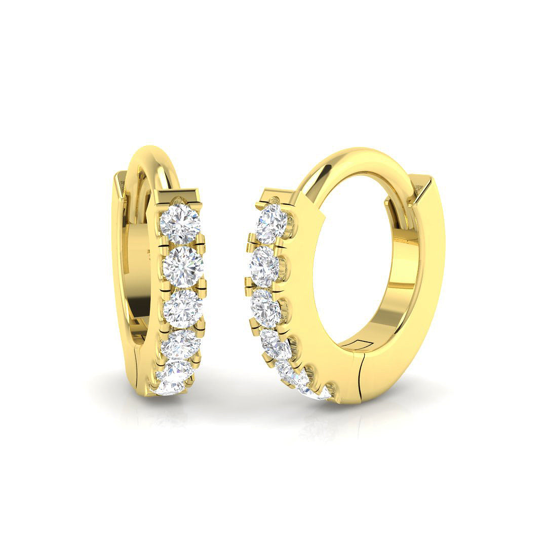 Round Brilliant Cut Diamond Huggie Hoop Earrings