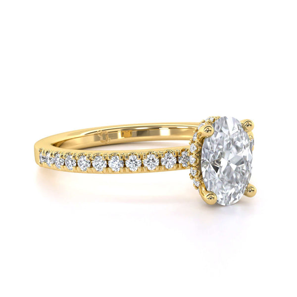 Piper Oval Diamond Hidden Halo Engagement Ring with delicate hidden halo and oval cut diamond