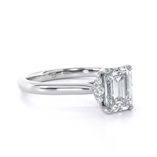 Effie Emerald Cut diamond engagement ring with sleek modern design and timeless elegance
