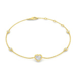 Heart shape diamond bracelet bezel set