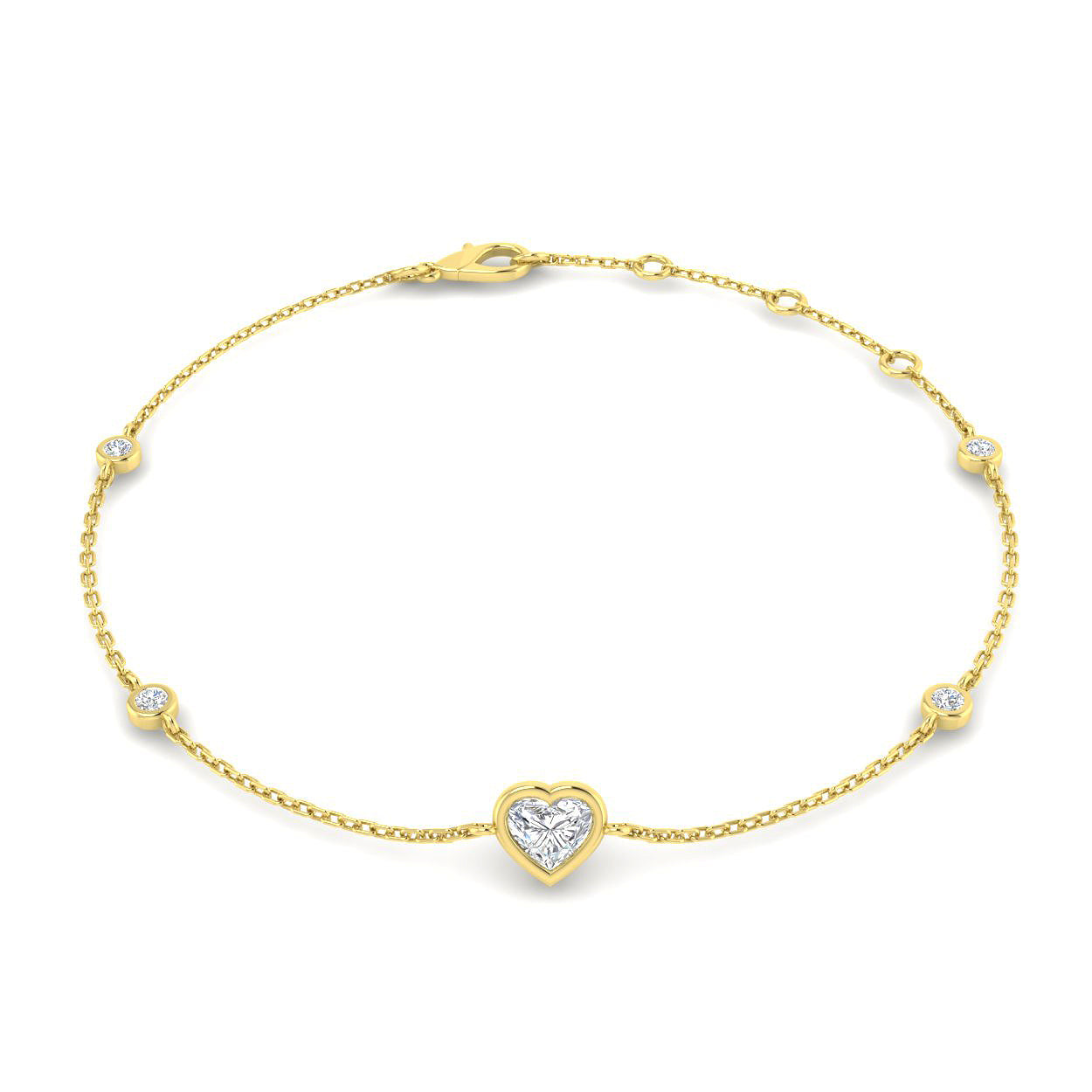 Heart shape diamond bracelet bezel set