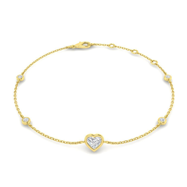Heart shape diamond bracelet bezel set