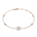 Heart shape diamond bracelet bezel set