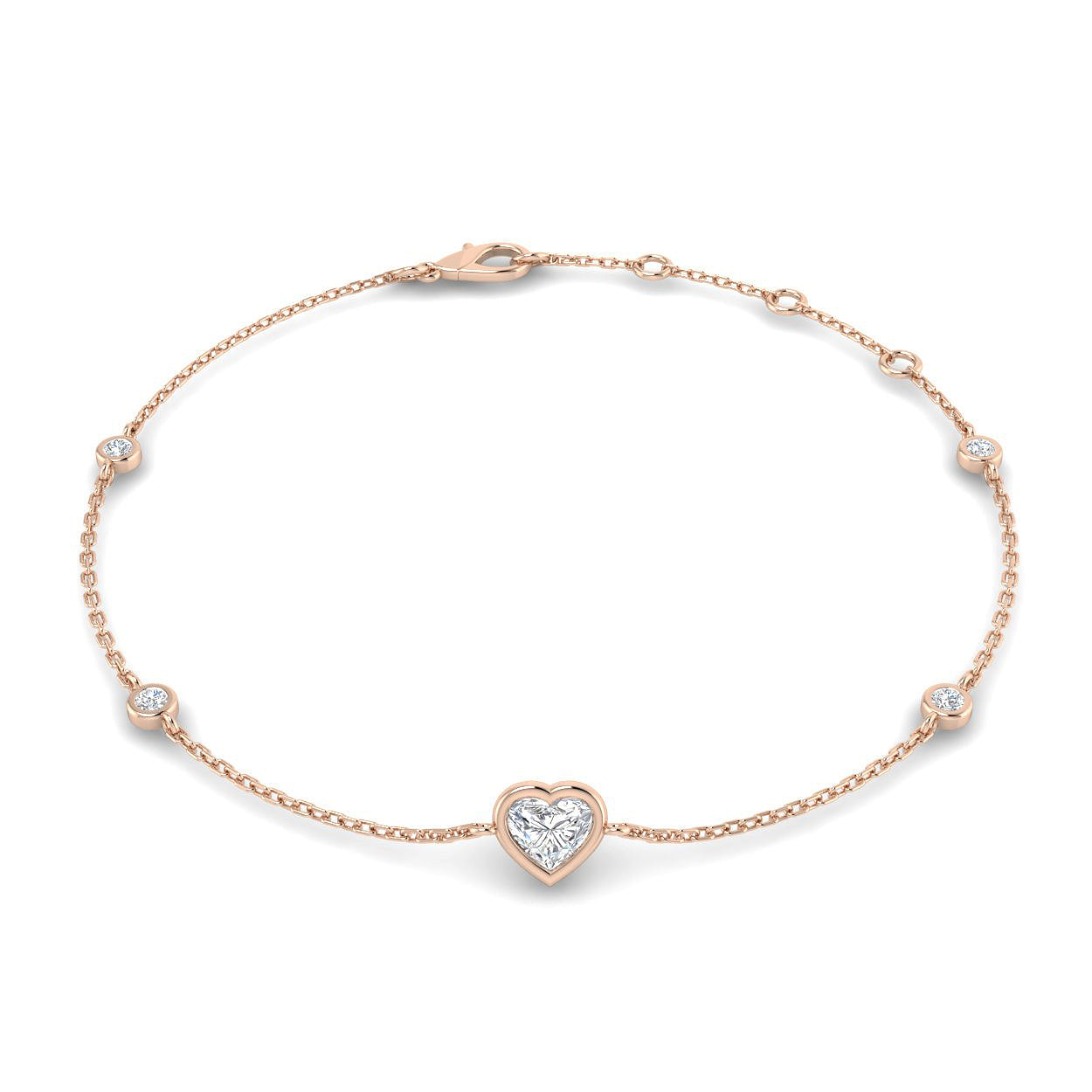 Heart shape diamond bracelet bezel set