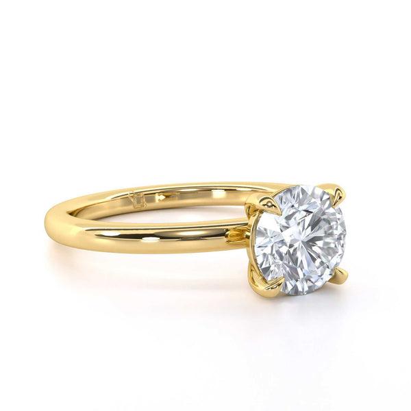 Maria Round solitaire engagement ring with round brilliant cut diamond and gold band