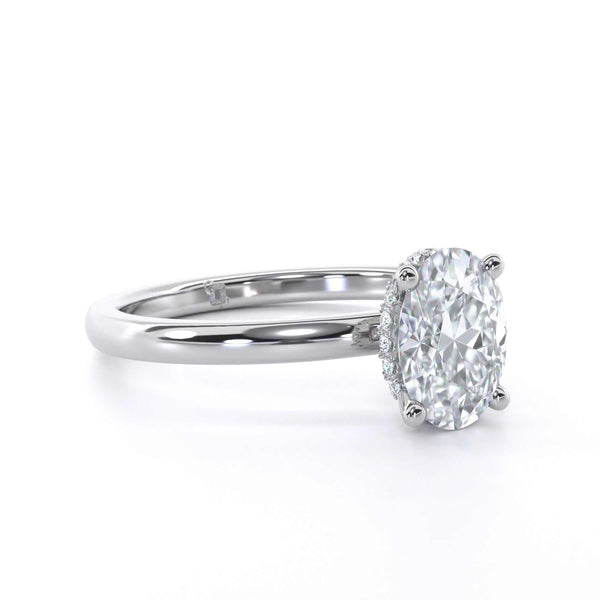 Piper Oval Plain engagement ring with oval cut diamond and plain shoulder design