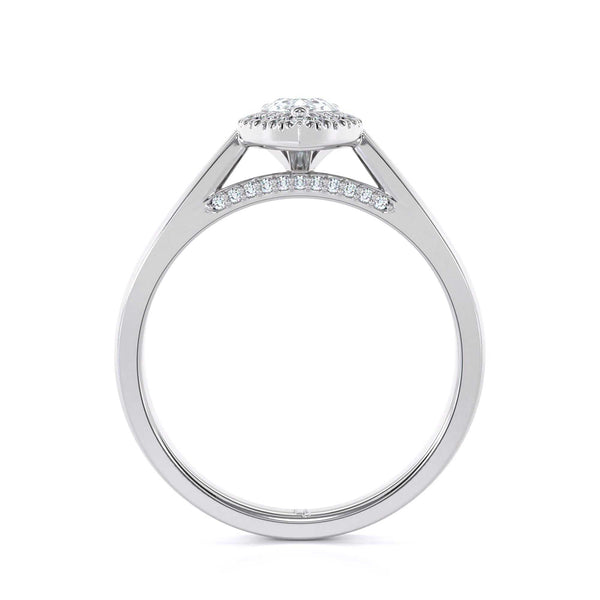 Jennifer Pear Shape Diamond Halo Engagement Ring with Diamond Bridge