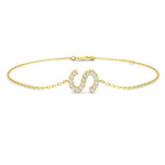 Personalised diamond initial chain bracelet