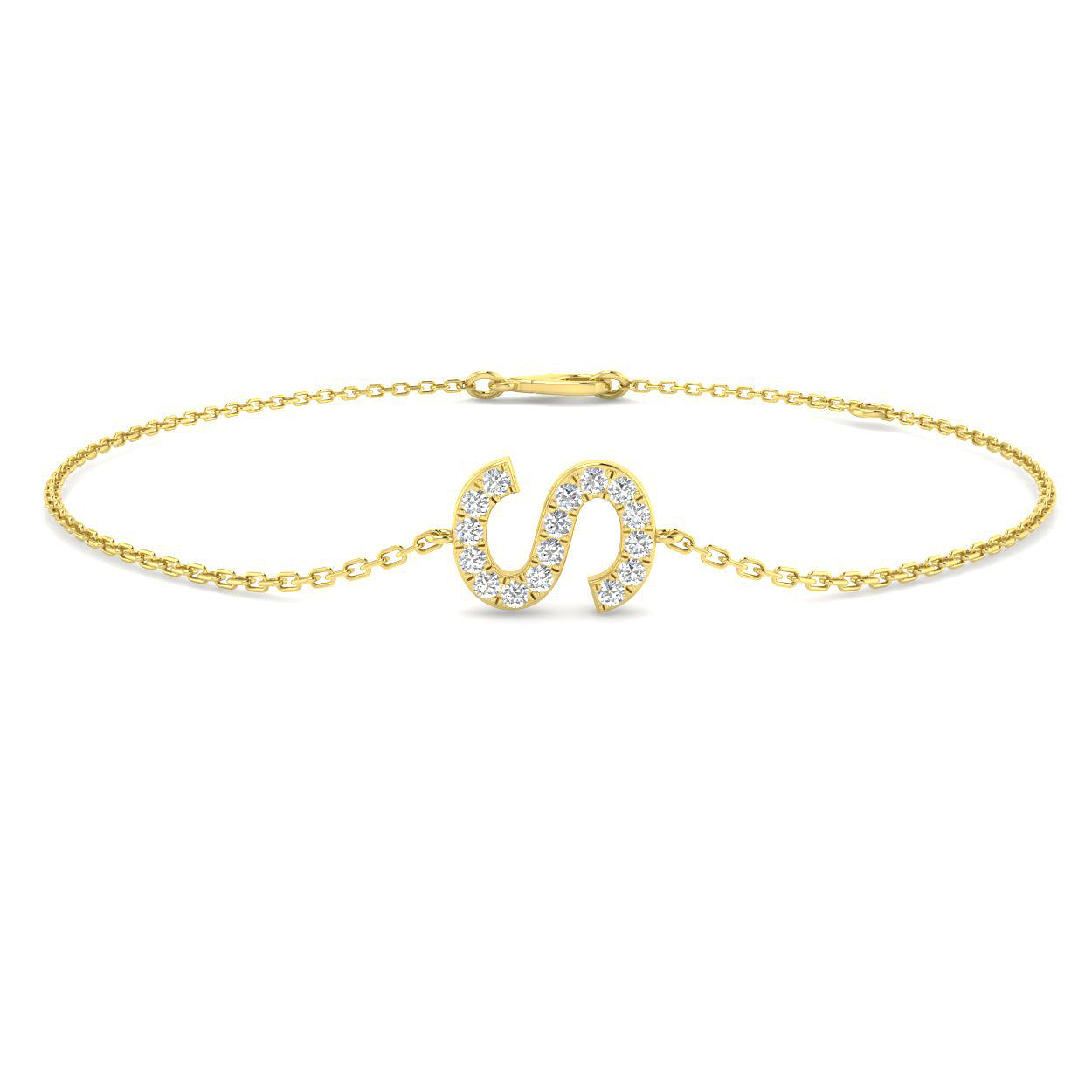 Personalised diamond initial chain bracelet