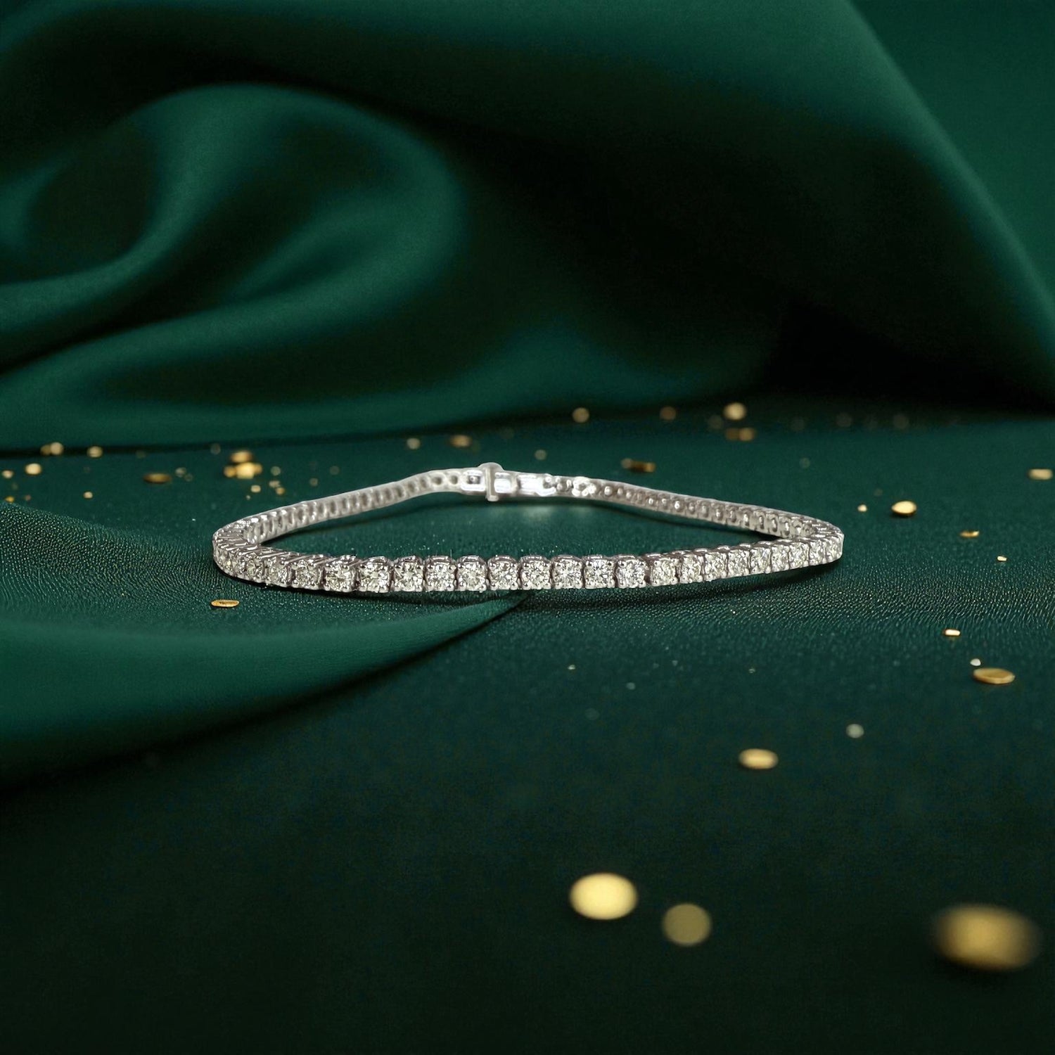 Platinum Round Brilliant Cut Diamond Tennis Bracelet