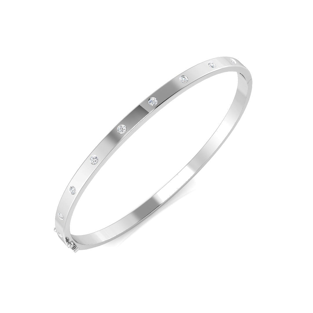Round Brilliant Cut Diamond Flush Set Bangle
