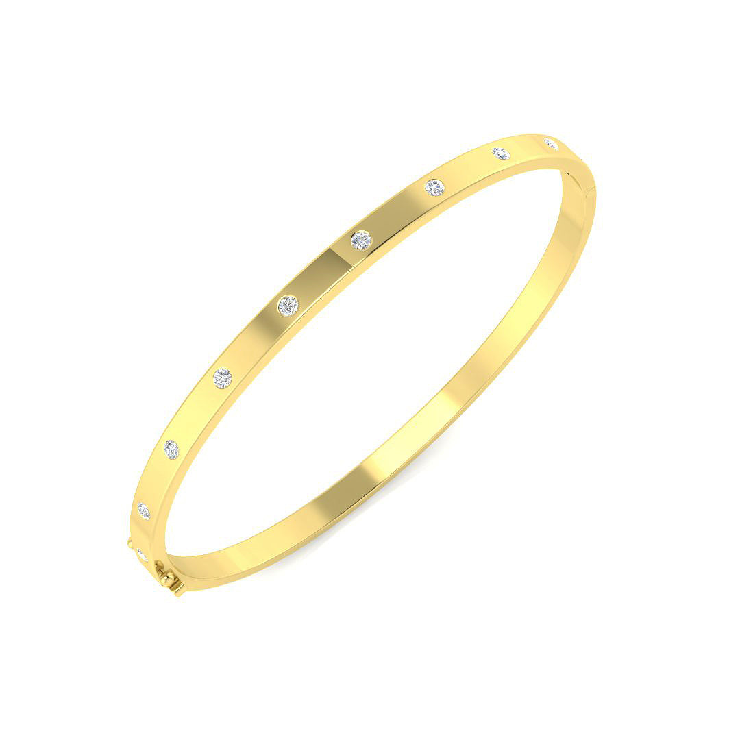 Round Brilliant Cut Diamond Flush Set Bangle