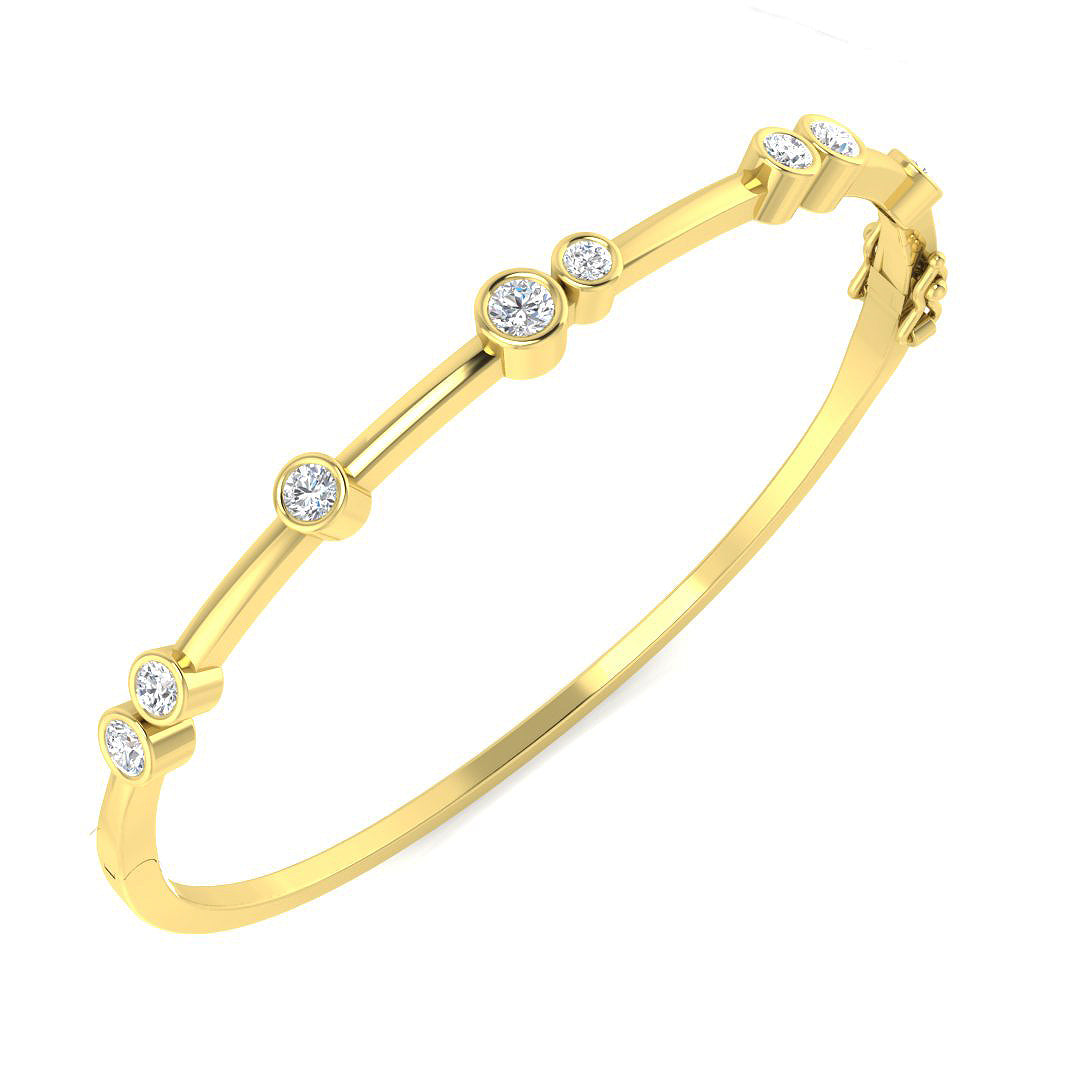 Round Brilliant Cut Diamond Bubble Bangle
