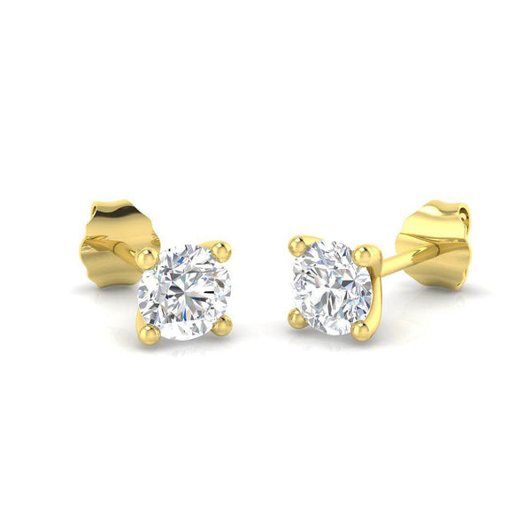 Round brilliant cut diamond stud earrings in 18kt yellow gold with F/G color and SI1 clarity