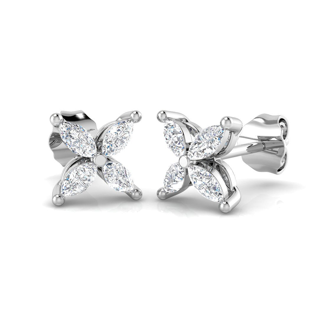 Marquise Diamond Flower Stud Earrings