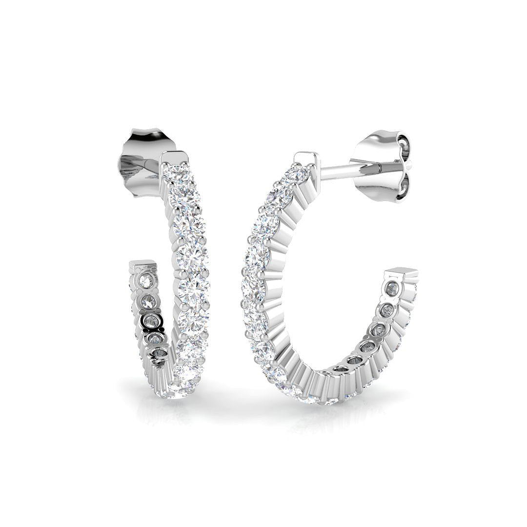 Round Brilliant Cut Diamond Hoop Earrings